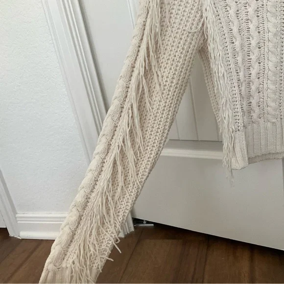 No comment NY-LA fringed cream knit sweater - Picture 3 of 3